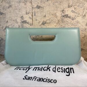 Neely Mack Tiffany Blue Leather Handbag Clutch Designer Purse NWOT